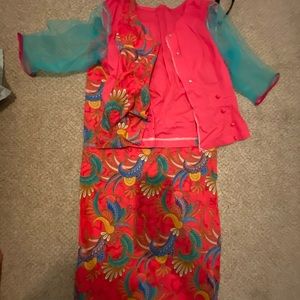 Traditional Burmese Long Skirt and Top (One Set)